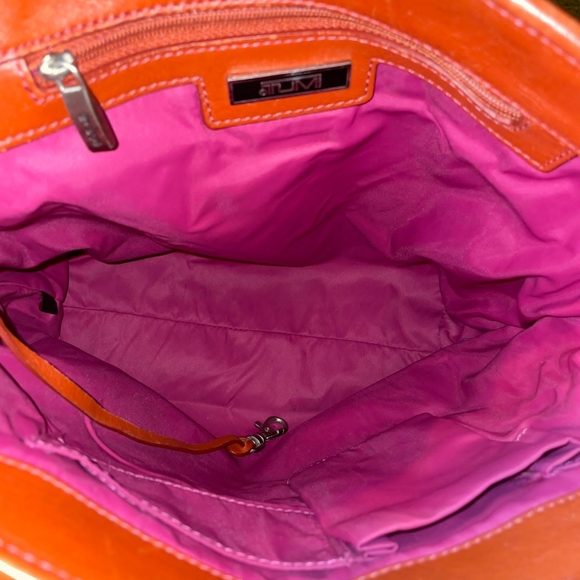 Tumi Vintage Nylon and Leather Signature Small Tote Bag Orange and Pink - Picture 4 of 10
